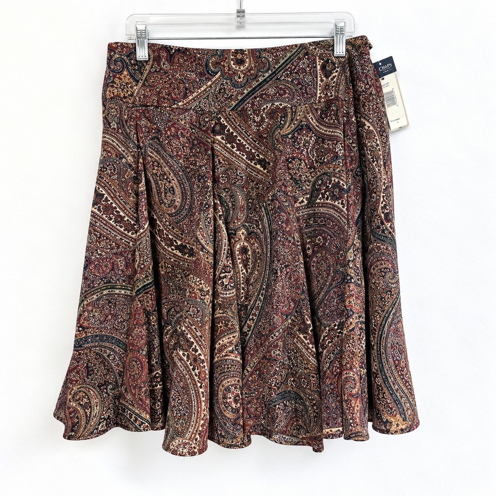 90s Chaps Ralph Lauren Paisley Flowy Brown Skirt Size 12 Y2K Dark Academia NWT